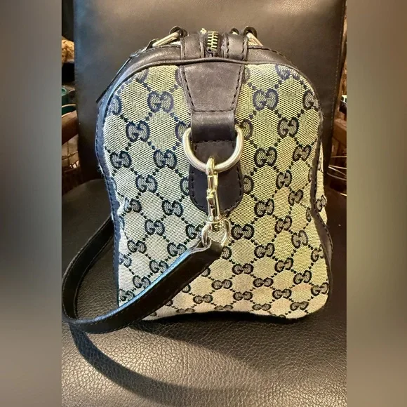 Classic Vintage Gucci Sherry Line Speedy Boston Navy Blue Bag - Picture 7 of 13